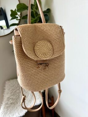 Raffia Woven Mini Backpack